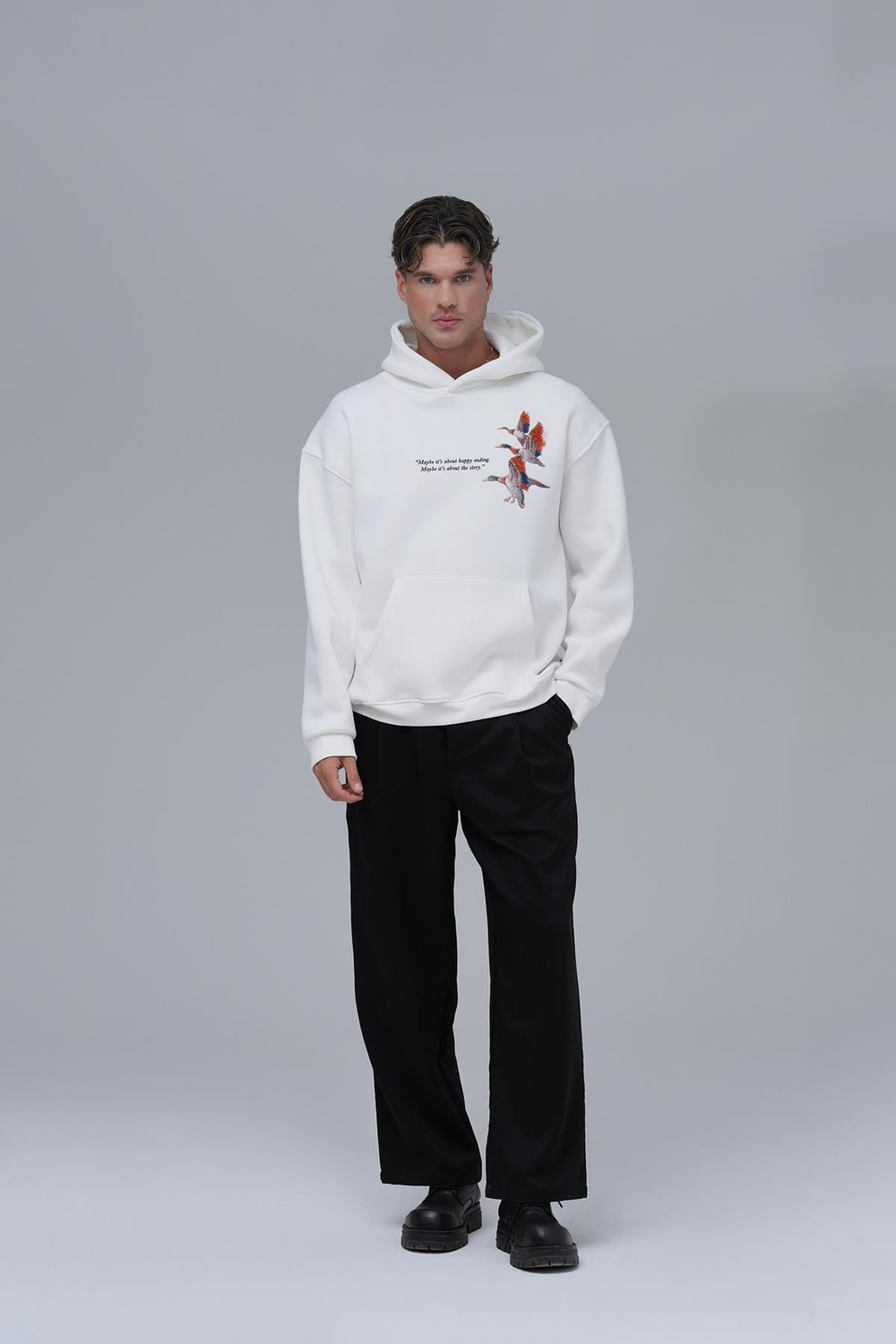 Wings Oversize Sweatshirt Erkek Ekru