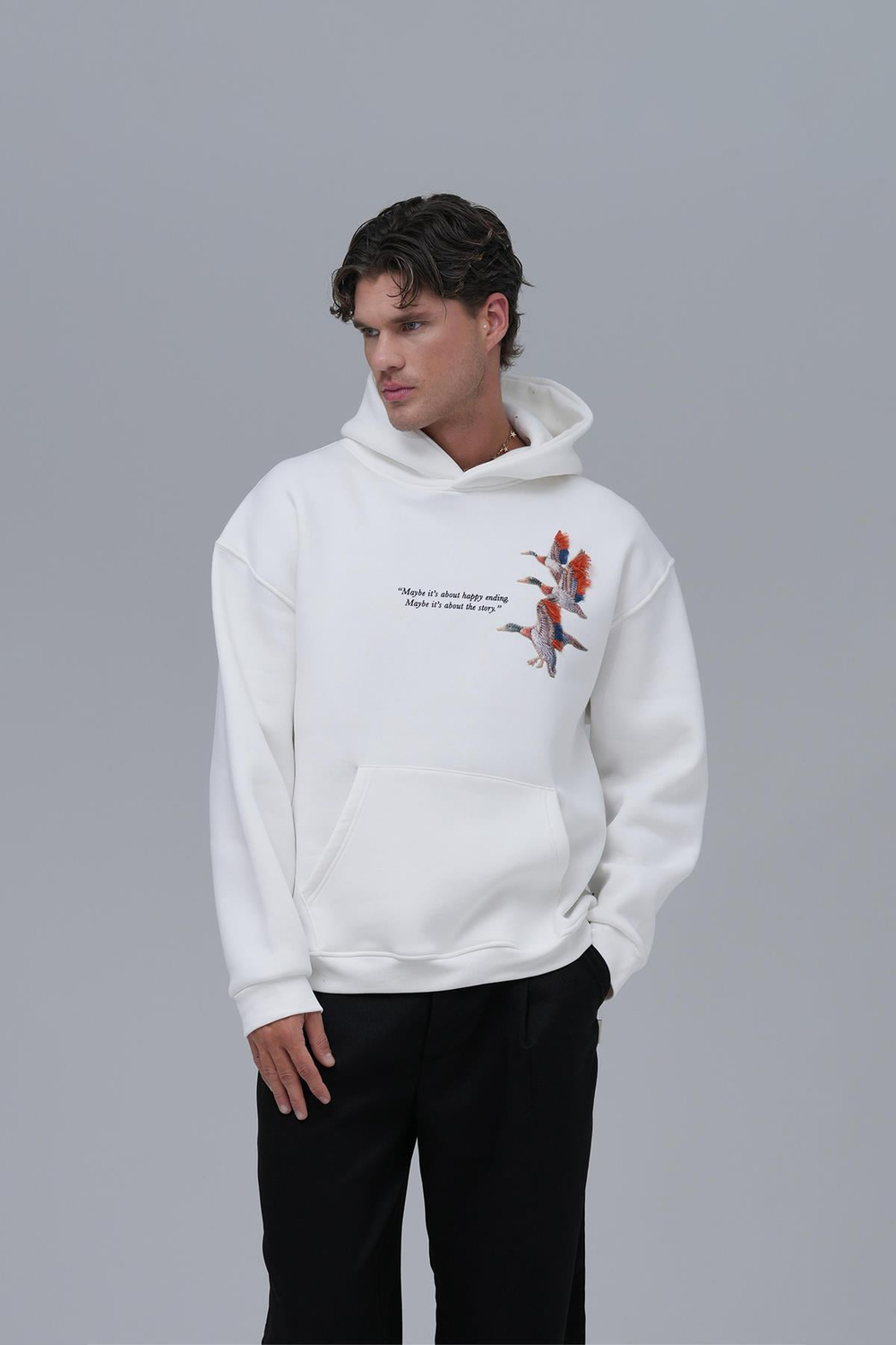 Wings Oversize Sweatshirt Erkek Ekru