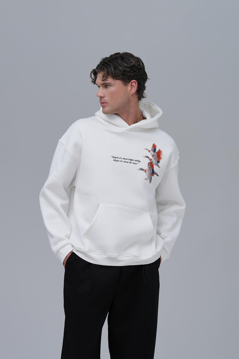 Wings Oversize Sweatshirt Erkek Ekru