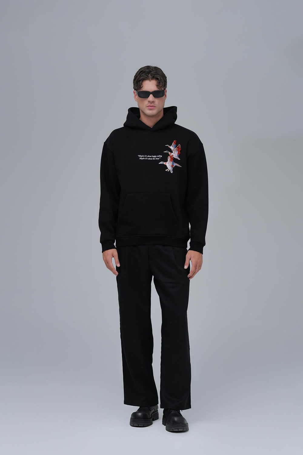 Wings Oversize Sweatshirt Erkek Siyah