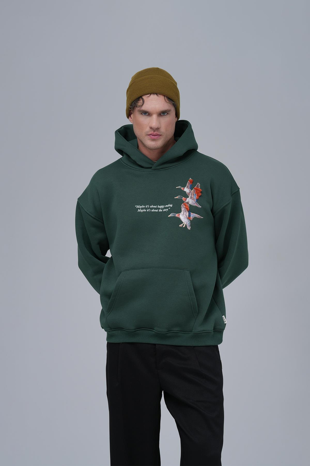 Wings Oversize Sweatshirt Erkek Yeşil