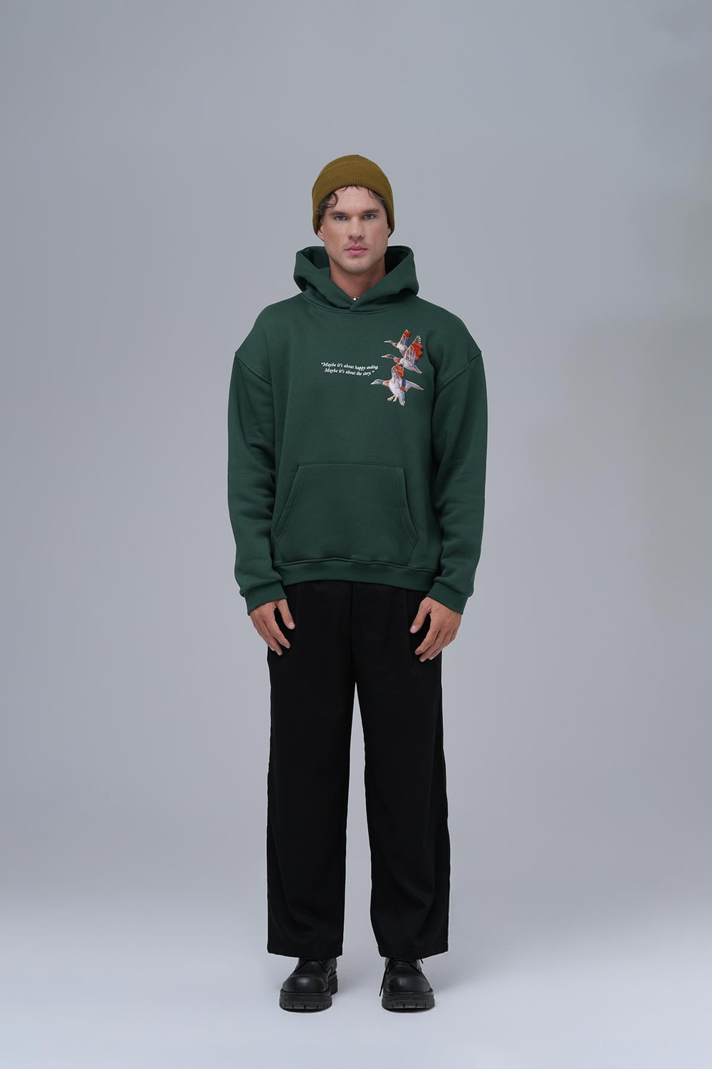 Wings Oversize Sweatshirt Erkek Yeşil