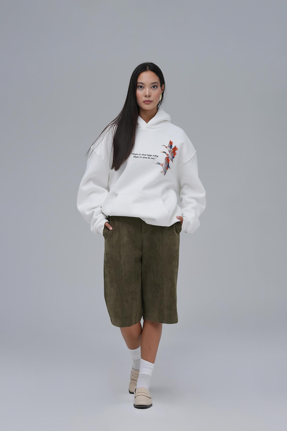 Wings Oversize Sweatshirt Kadın Ekru