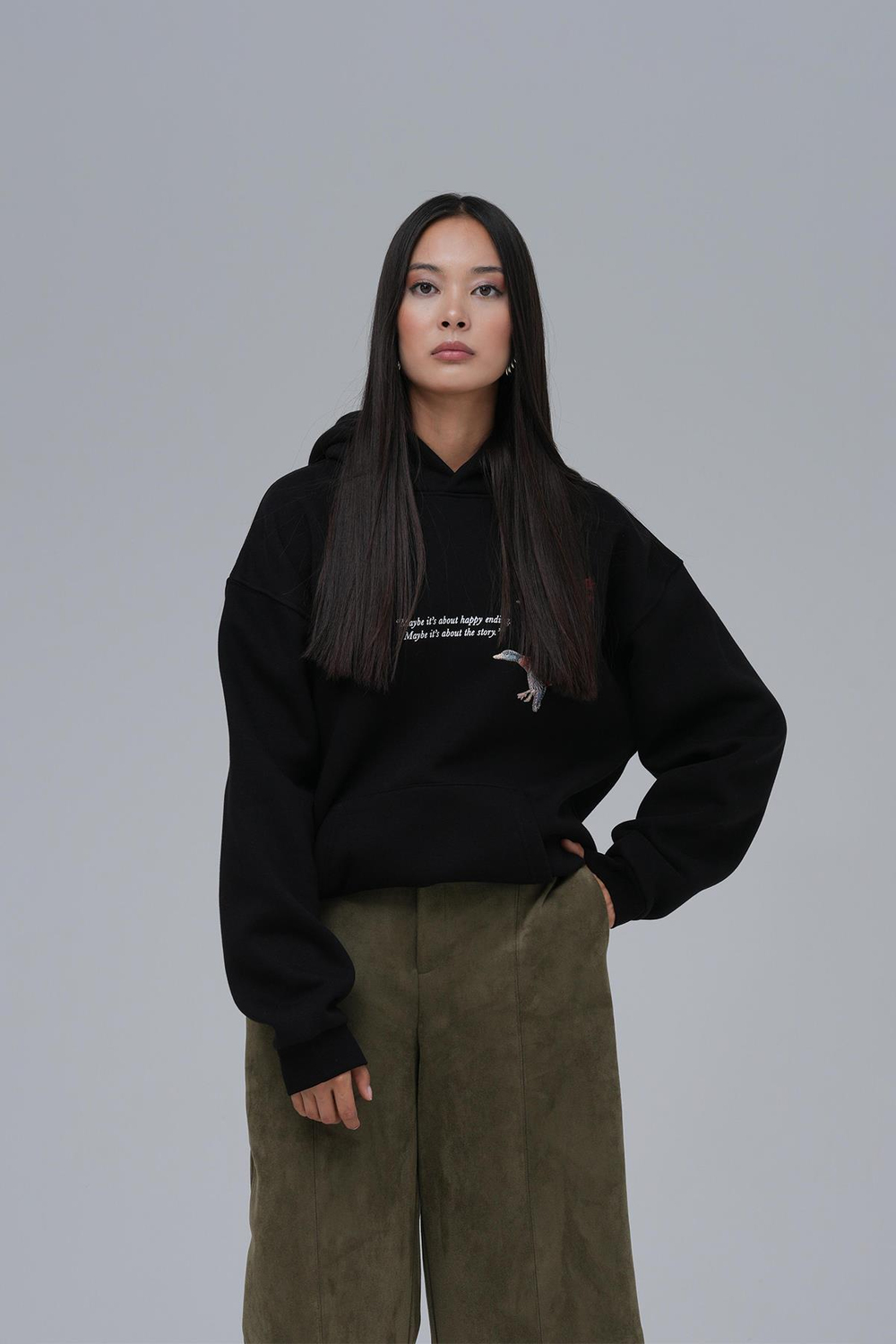 Wings Oversize Sweatshirt Kadın Siyah