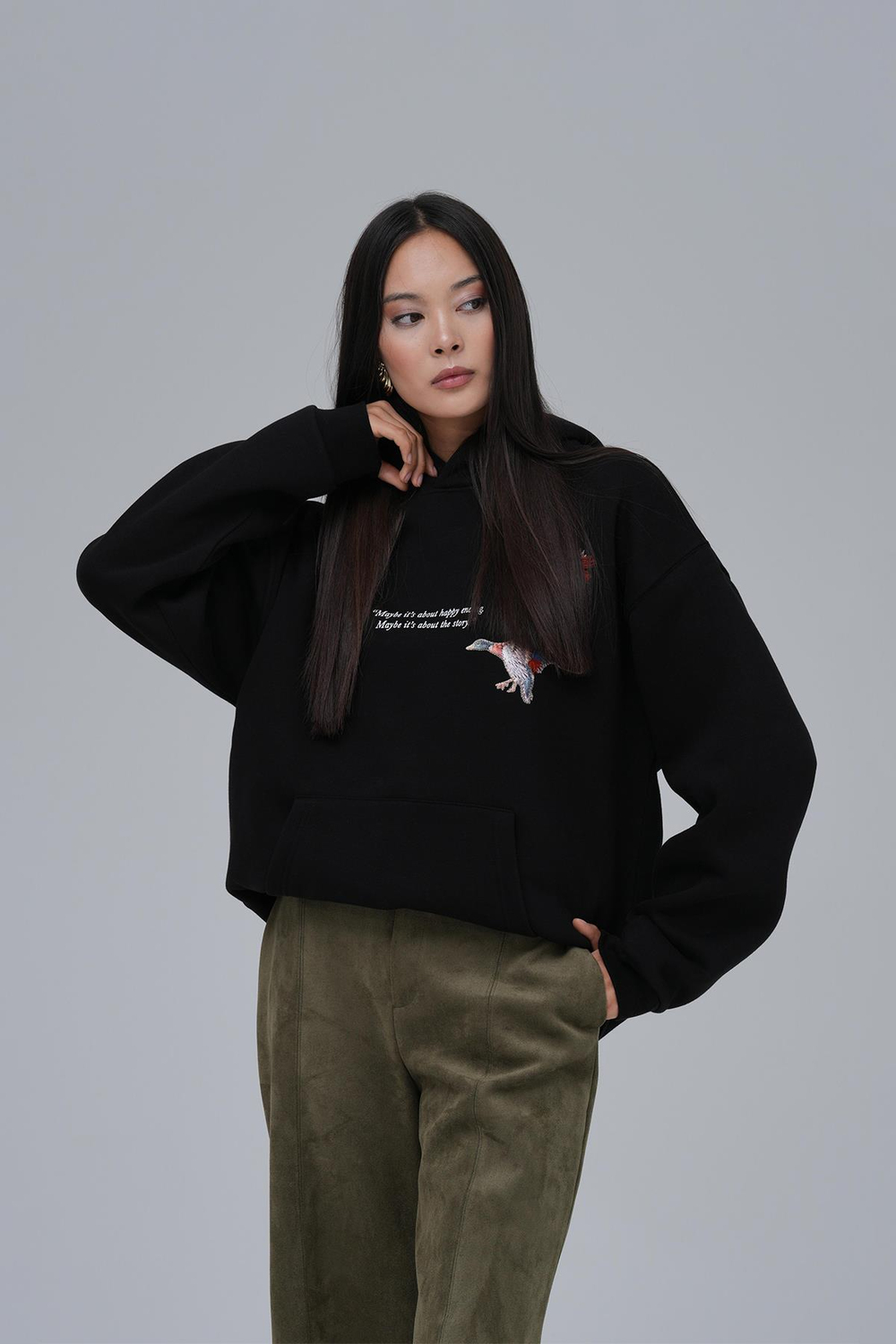 Wings Oversize Sweatshirt Kadın Siyah