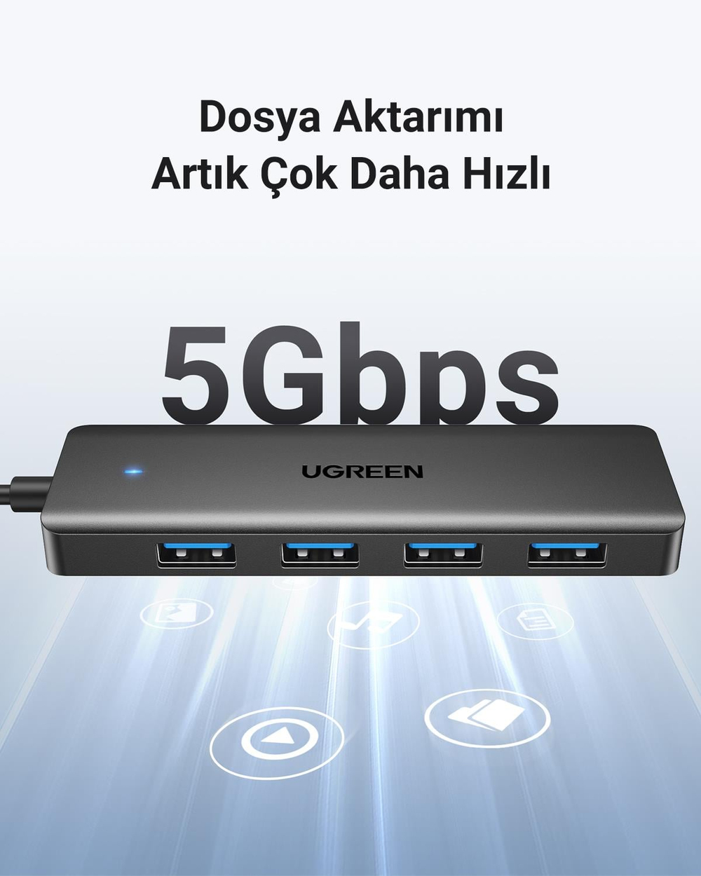 UGREEN 4-in-1 4xUSB-A USB-C Port Çoklayıcı Hub, 20851