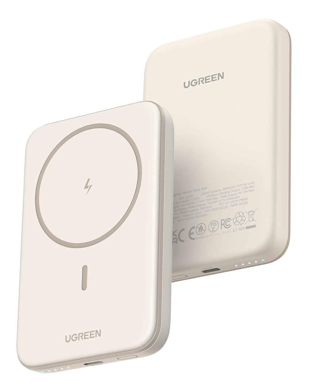UGREEN 5.000 mAh MagSafe 15W Wireless Powerbank Bej, 25207