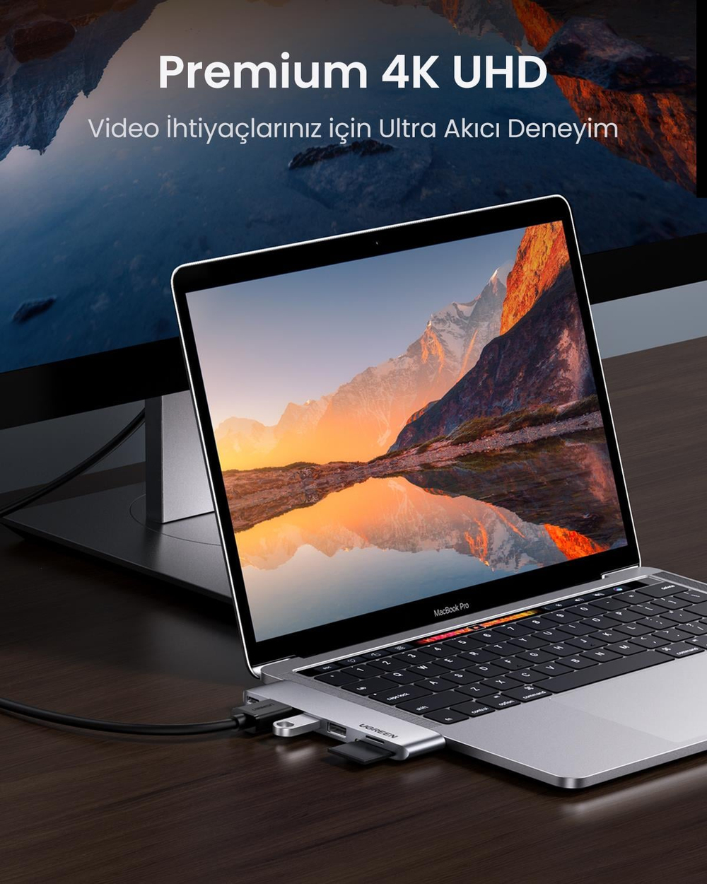 UGREEN 6-in-2 1*Thunderbolt 3 6K Video 100W PD 40Gps Type-C, 2*USB 3.0, 4K/30Hz HDMI, SD, Micro SD Port Çoklayıcı Hub, 80856
