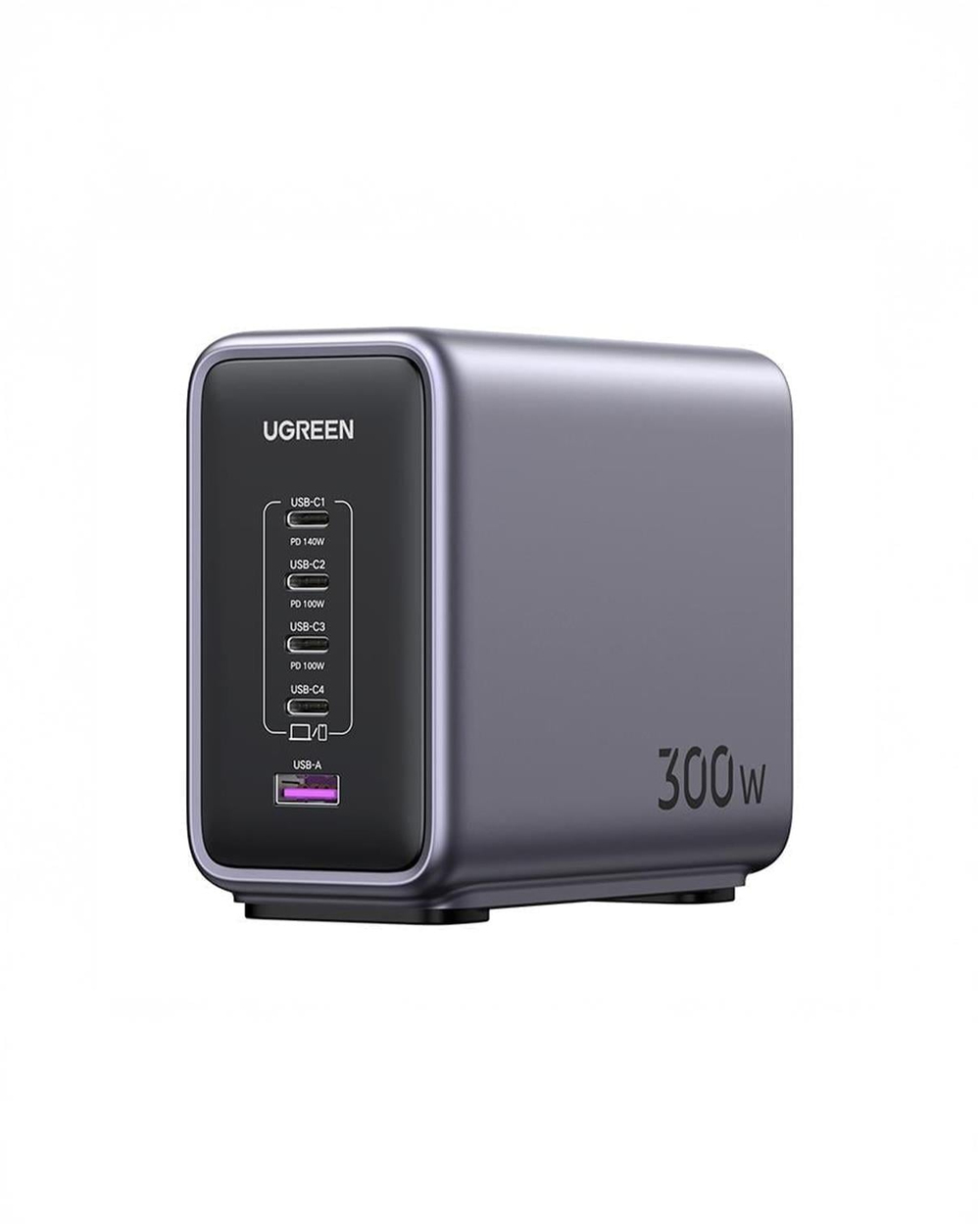 UGREEN Nexode 300W GaN 5 Portlu Hızlı Şarj Cihazı İstasyonu, 4xUSB-C, 1xUSB-A, 2M 240W Kablolu, Gri, 90903B