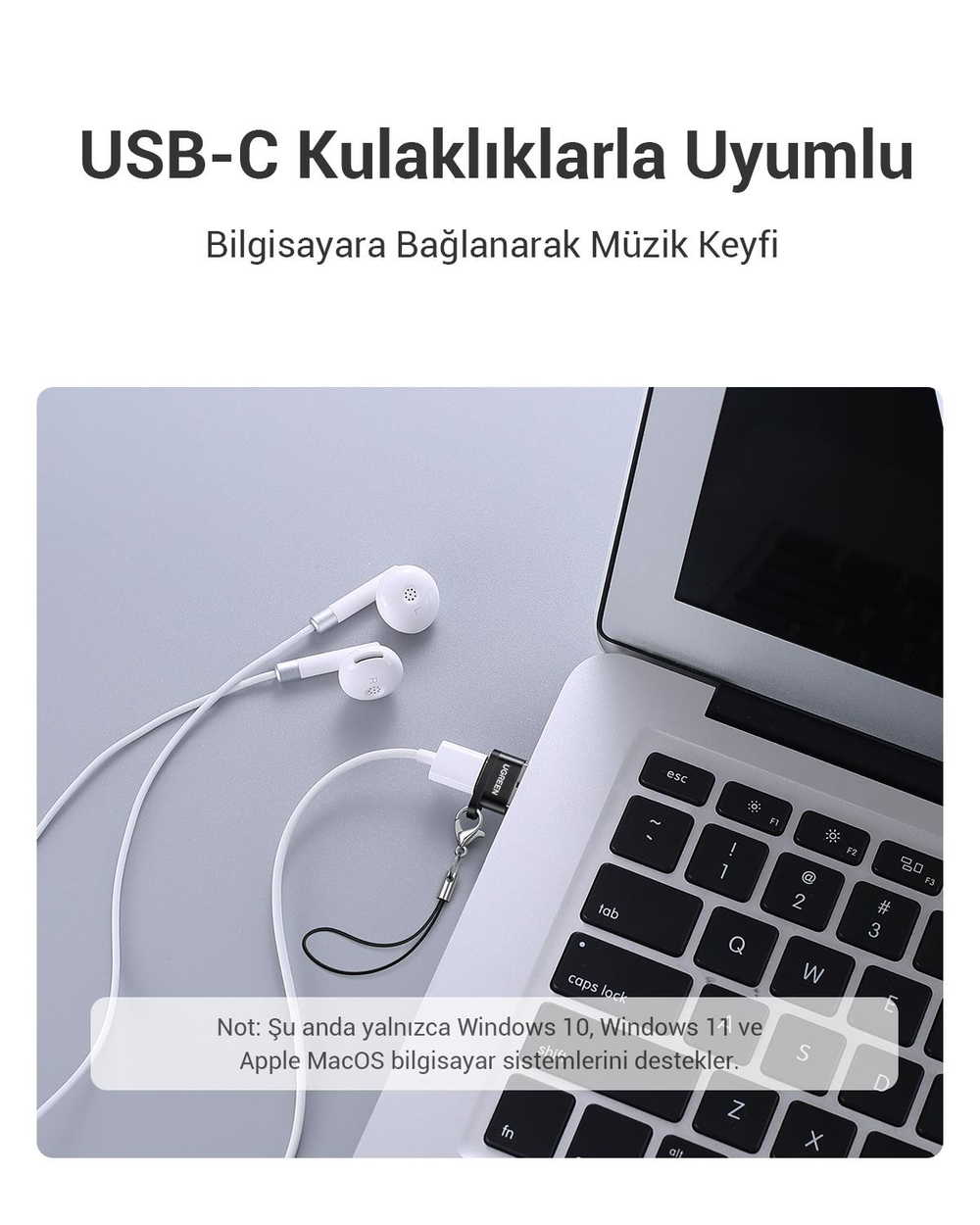 UGREEN USB-A Erkek to USB Type-C Dişi Çevirici Dönüştürücü Adaptör, 50568