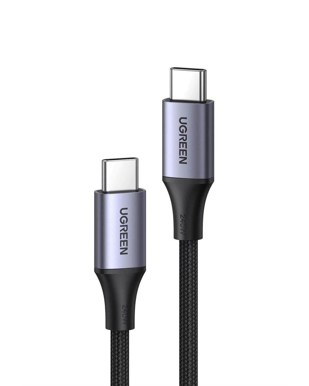 UGREEN USB-C 240W Örgülü Hızlı Şarj Kablosu, 1 Metre, Siyah, 15311
