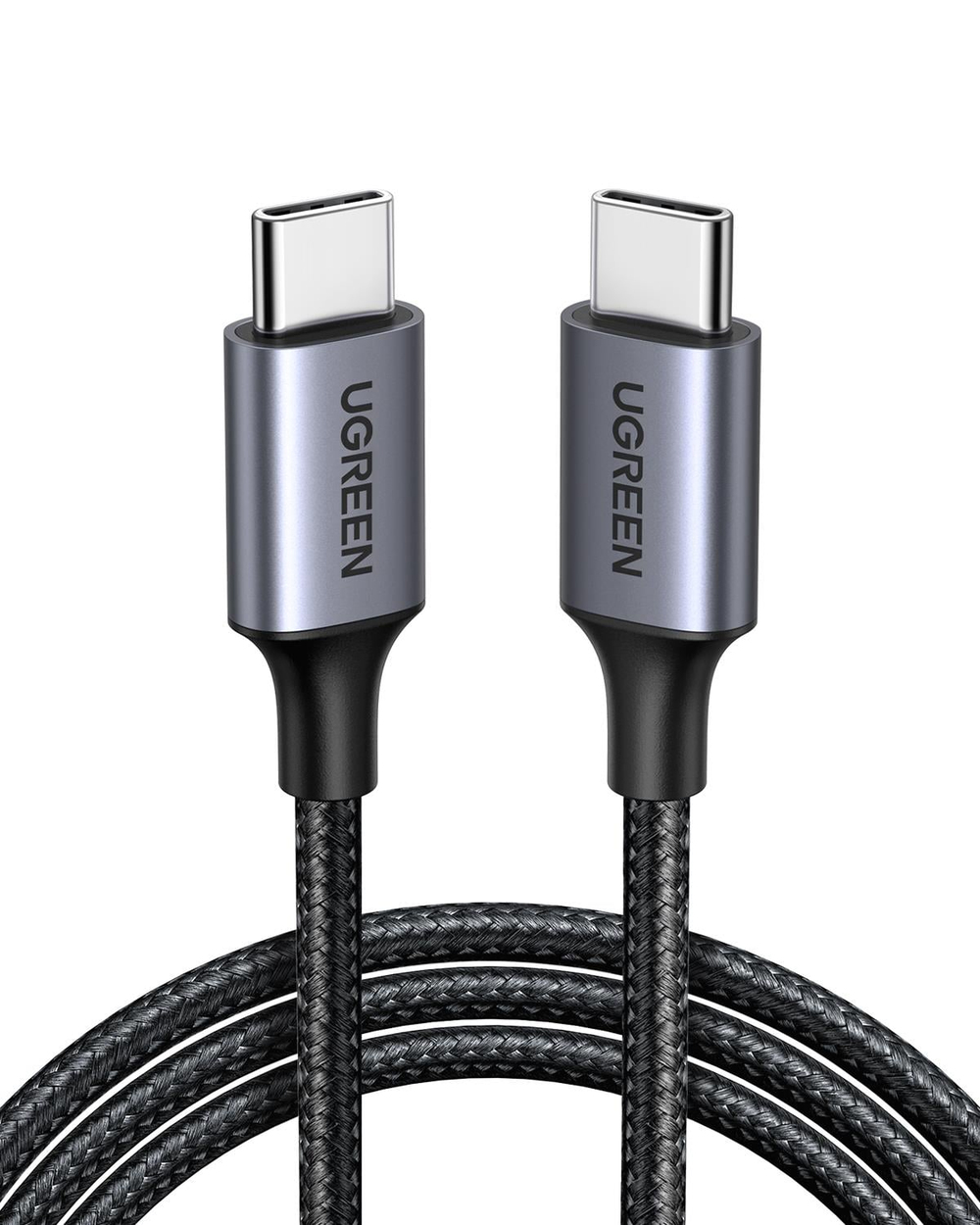 UGREEN USB-C 60W 3A QC PD Örgülü Hızlı Şarj Kablosu, 2 Metre, Siyah, 50152