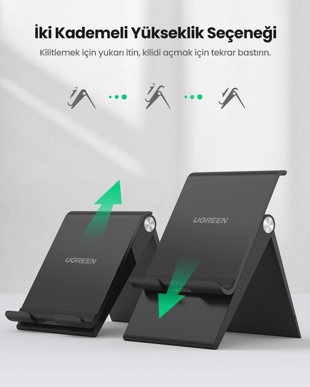 UGREEN Yükseklik Ayarlı Telefon Tutucu Standı, Siyah, 80903