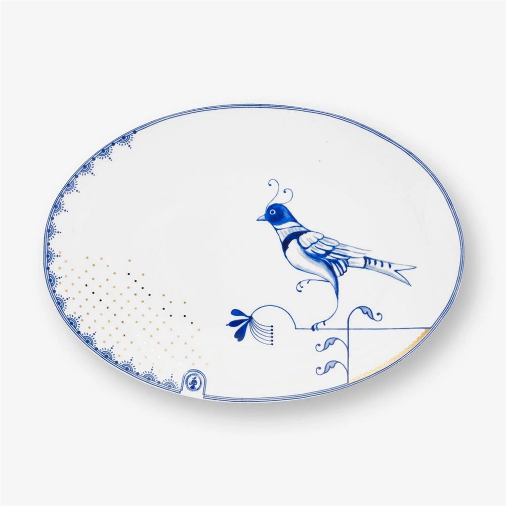 51001533 Beyaz Porselen Servis Tabağı 30X21,5 Cm Blue Bird
