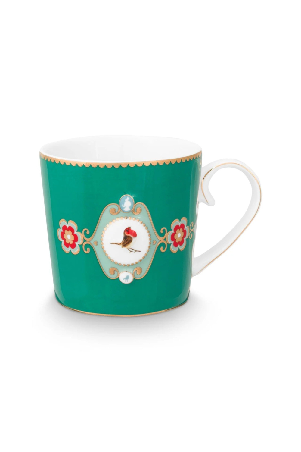 51002469 Love Birds Yeşil Madalyon Desenli  Küçük Mug 150