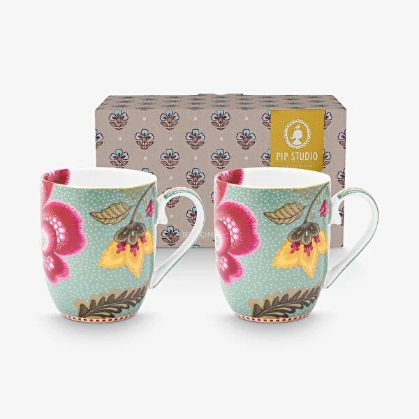 51002597 Fantasy Blooming Tales Mavi İkili Küçük Mug Seti