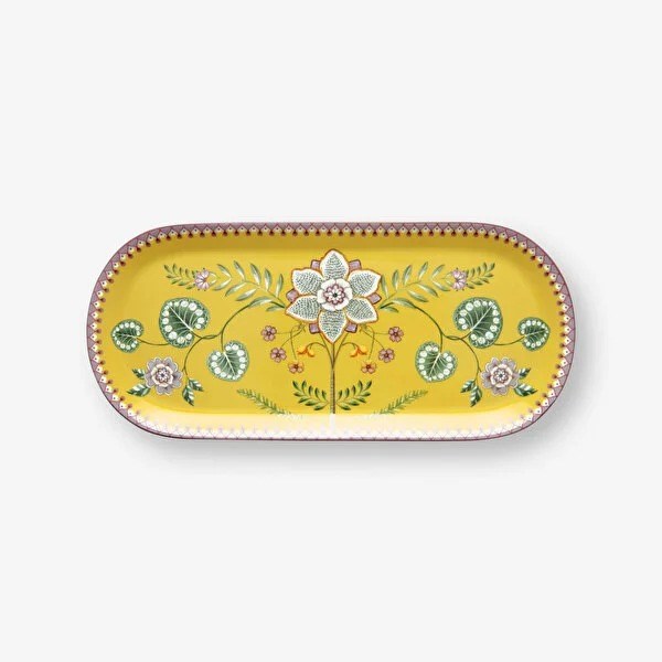 51022001 Lily & Lotus Sarı Oval Kek Servis Tabağı 33 cm