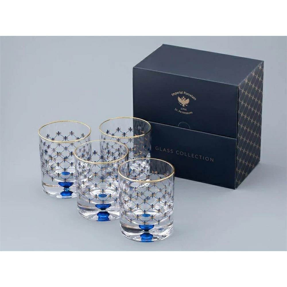 İMP 14.11003.07 4lü viski bardağı seti Kobalt ağ 220 ml