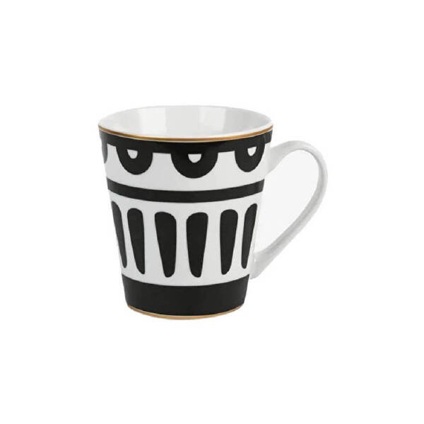 MUG.OPT02 Siyah Beyaz Porselen Kupa 10 cm