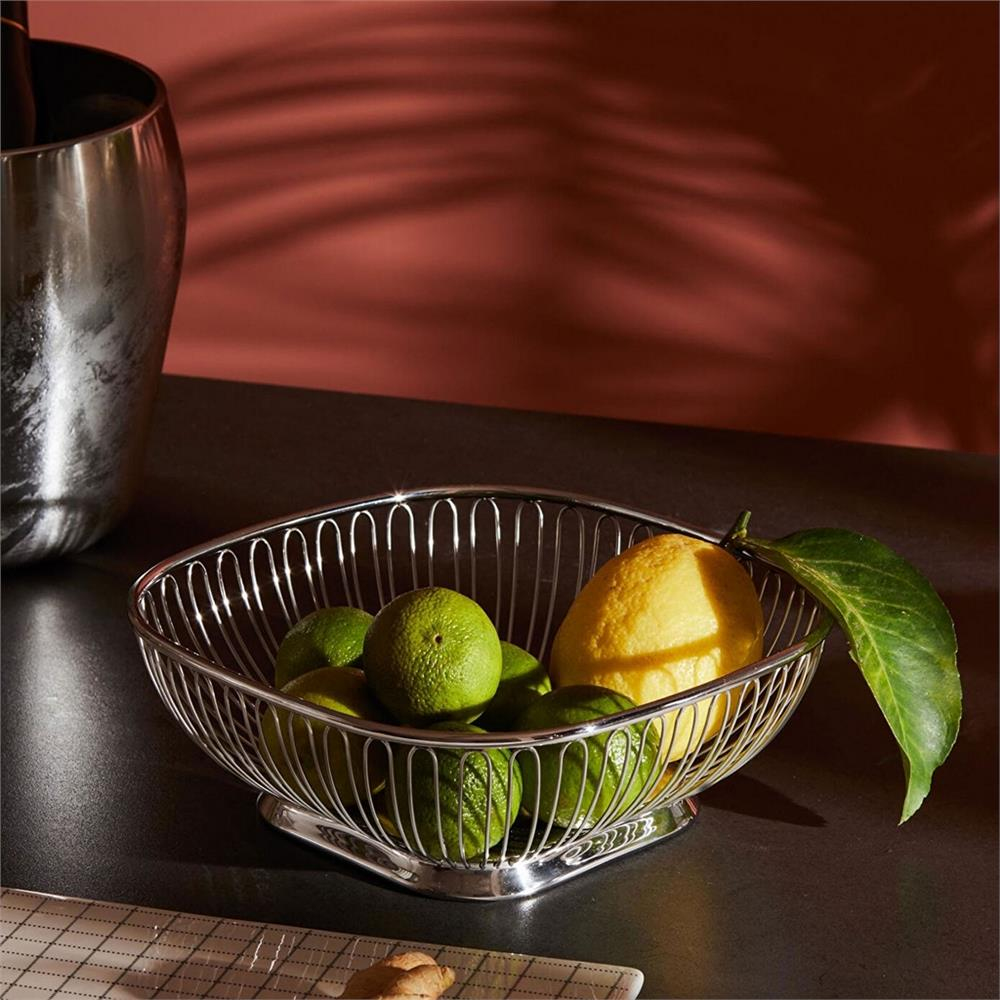 PERA 000001000162356001 ALESSİ KARE TEL SEPET23*23CM SİLVER