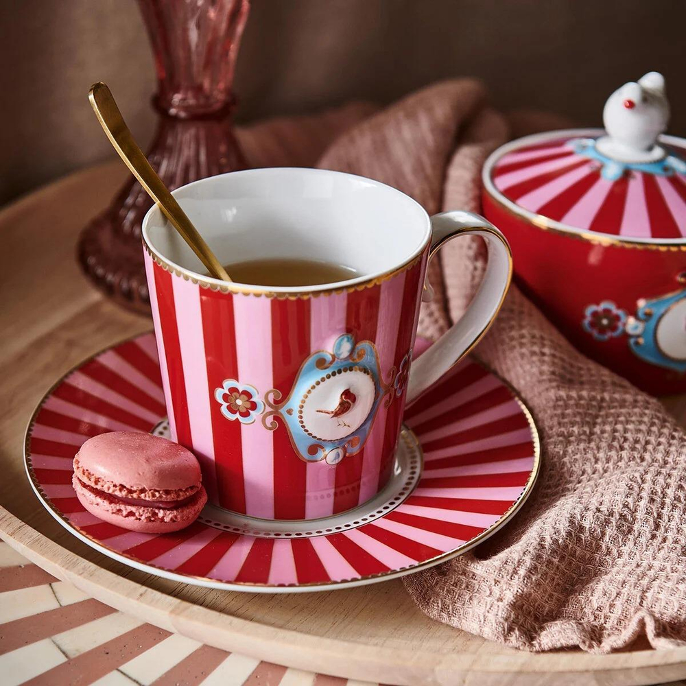 PP 51002028 Love Birds Büyük Mug, Kırmızı / Pembe 250 ML