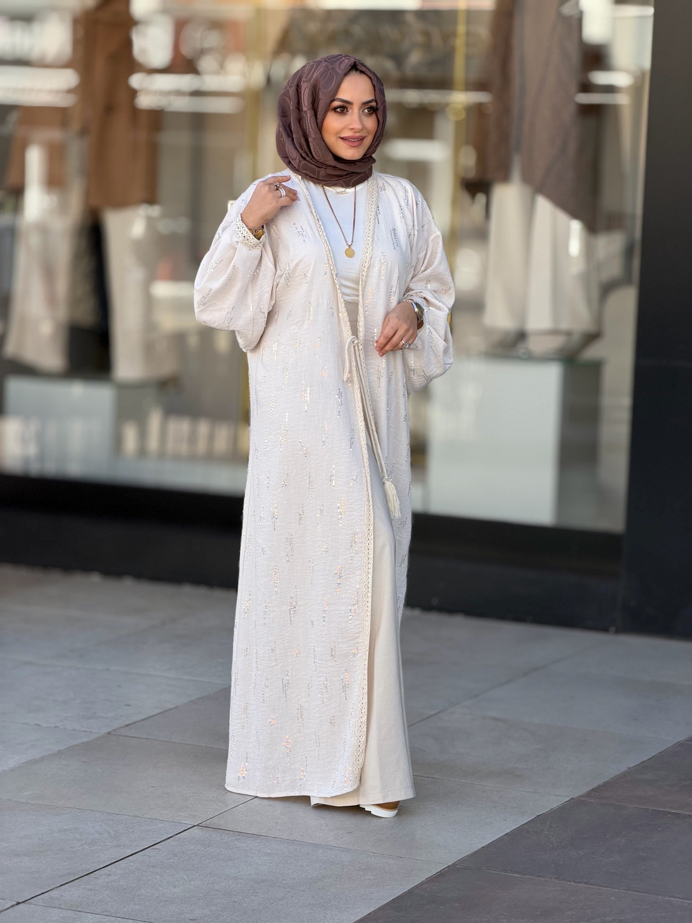 KETEN PULLU KİMONO ABAYA