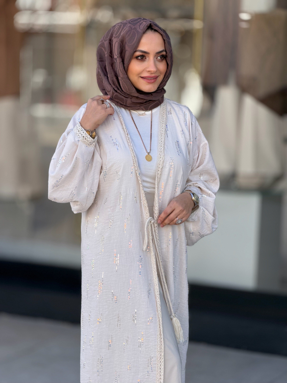 KETEN PULLU KİMONO ABAYA