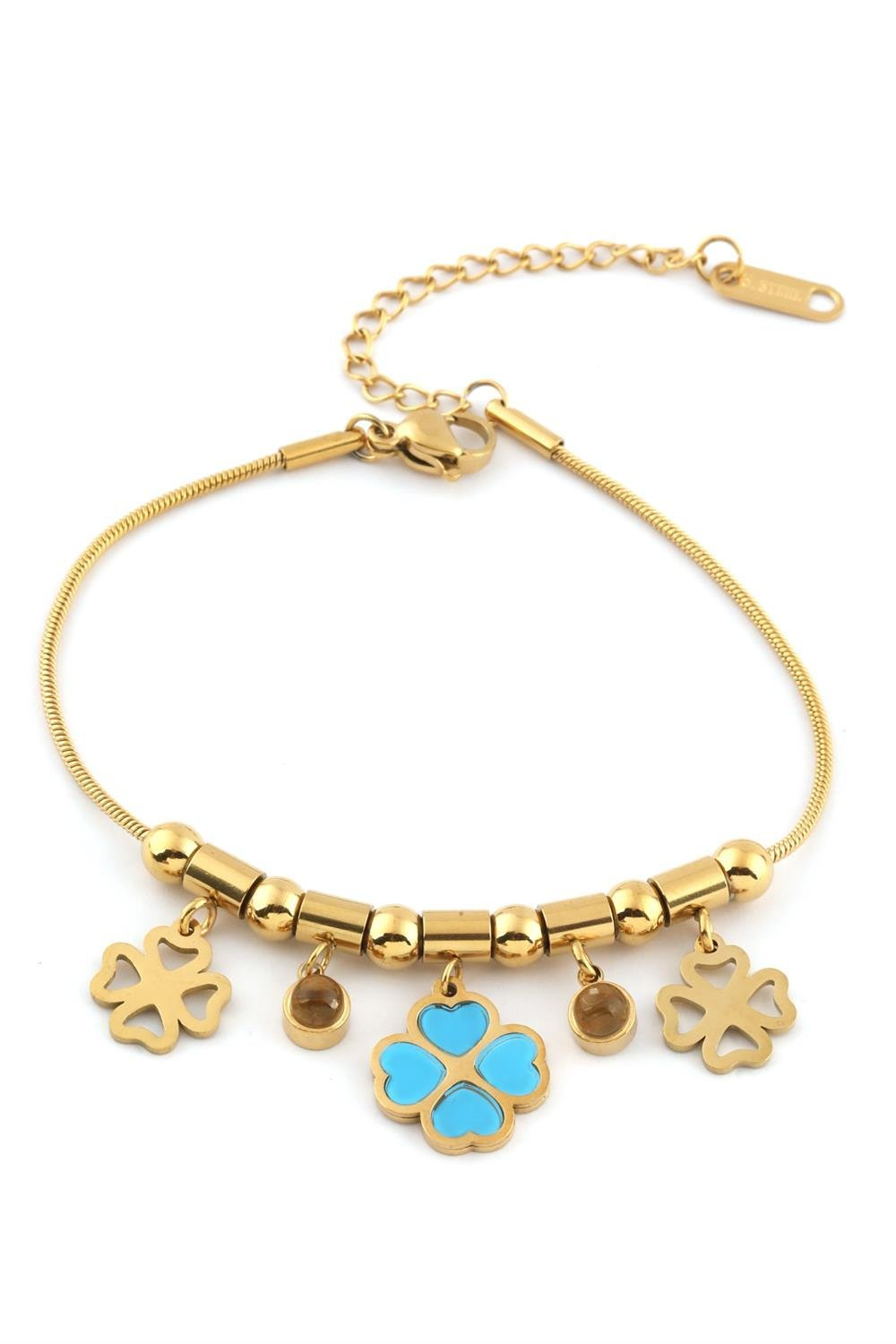 316L Çelik Yonca Model Bileklik Gold Renk