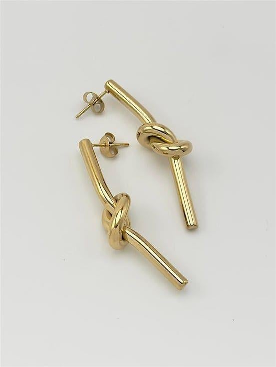 Çelik Düğüm Küpe Gold Renk