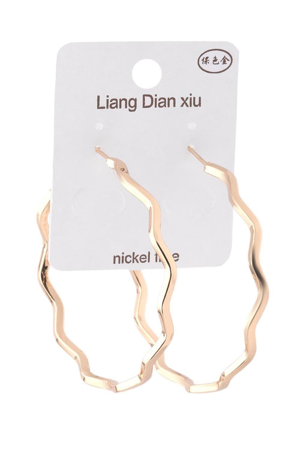 İthal Vip Zikzak Model Gold Renk Halka Küpe (Çap 5 cm)