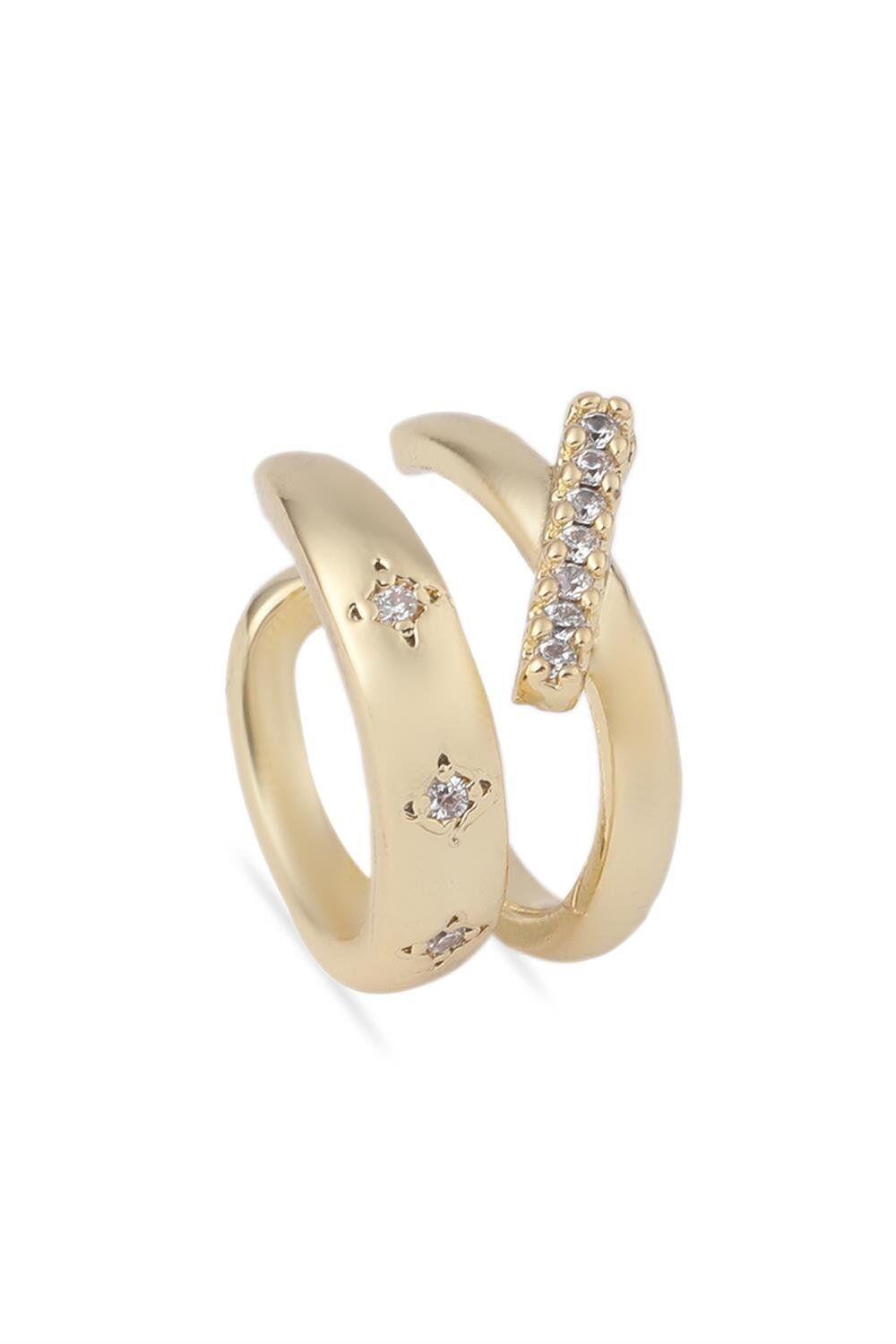 Vip Gold Renk Zirkon Taşlı Earcuff Kıkırdak Küpe