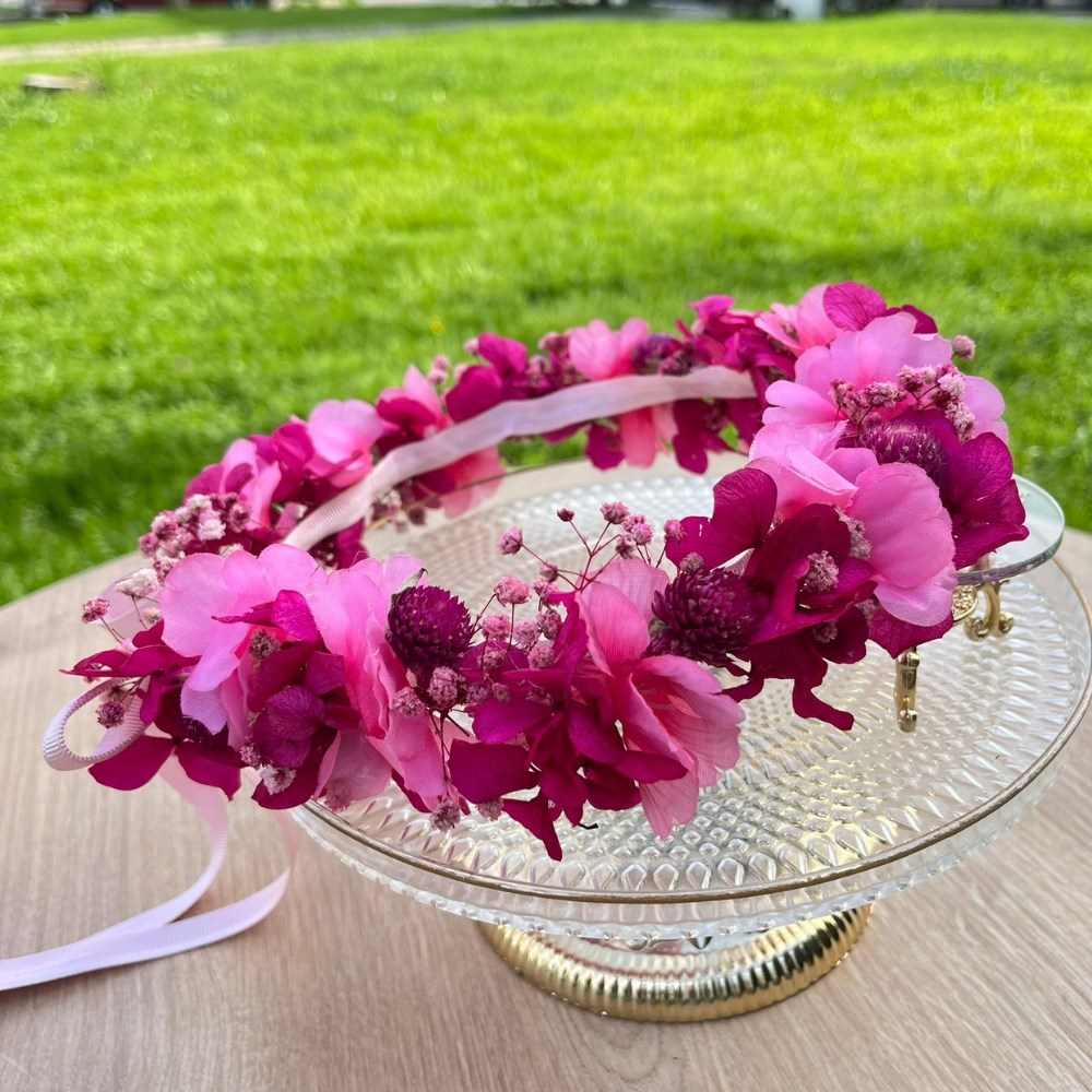 PEMBE NEŞESİ KURU ÇİÇEK TAÇ