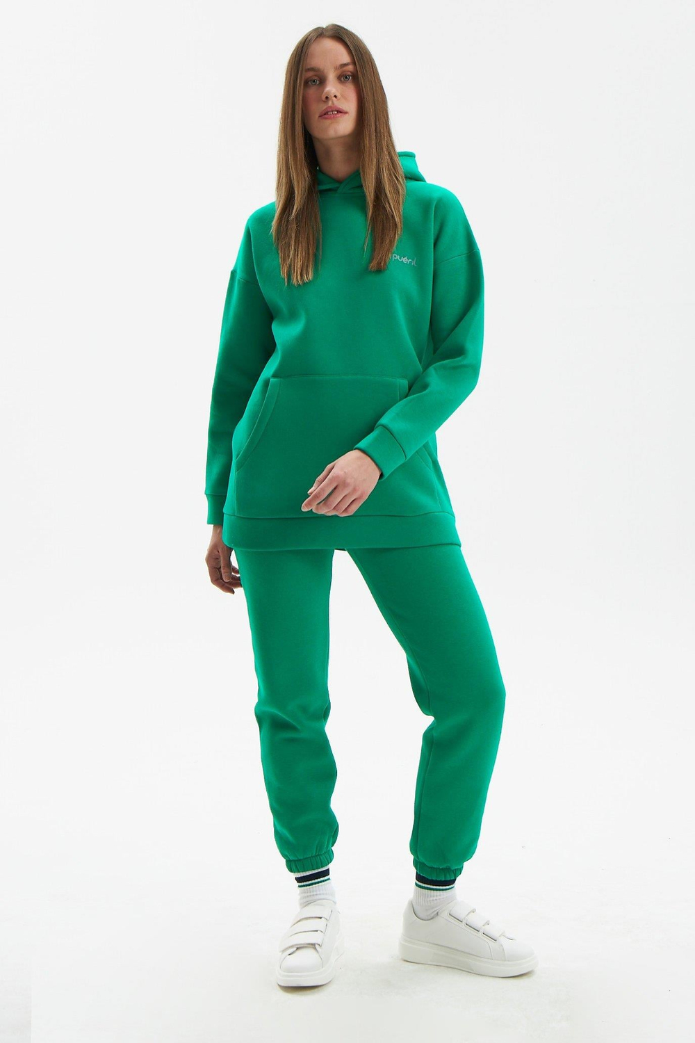 Hoodie Eşofman Takımı (Şardonlu)-Koyu Yeşil