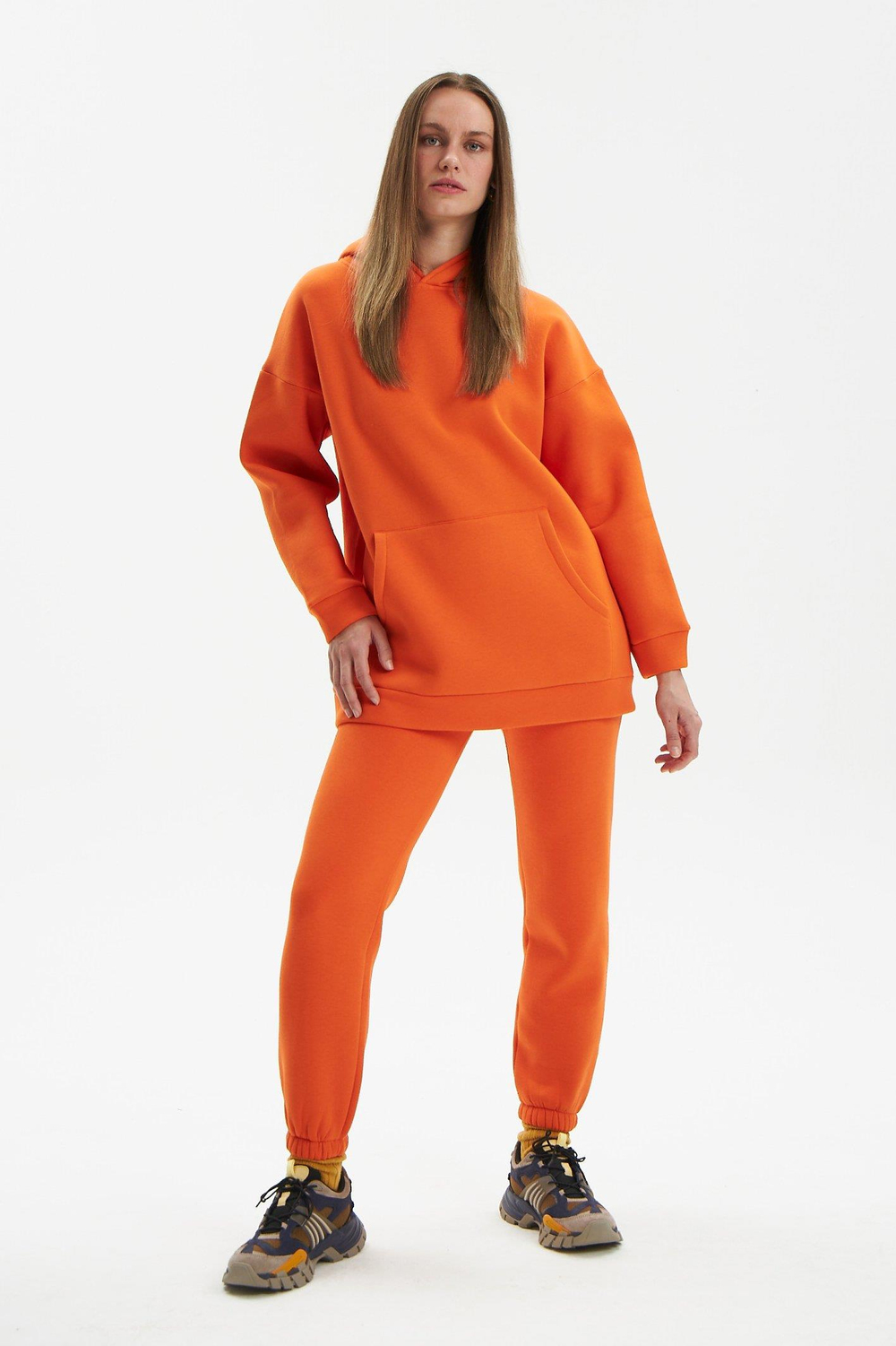 Hoodie Eşofman Takımı (Şardonlu)-Turuncu