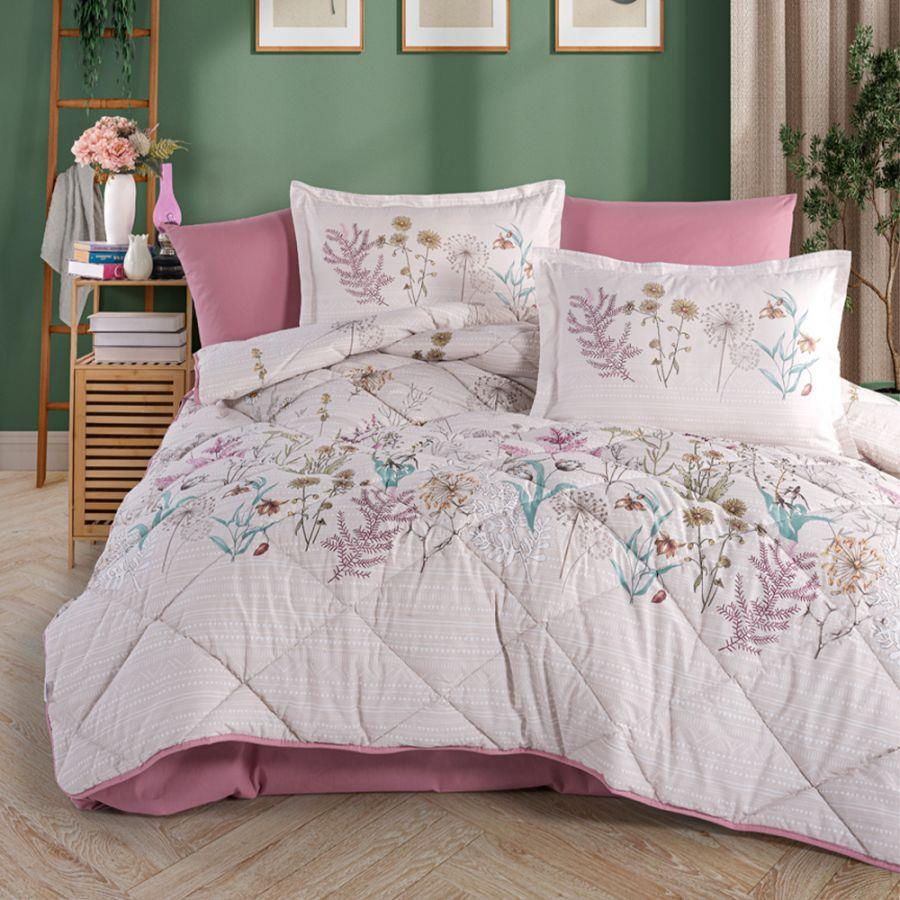 Clasy Çift Kişilik Ranforce Yorgan Seti Bahari V1 Pembe