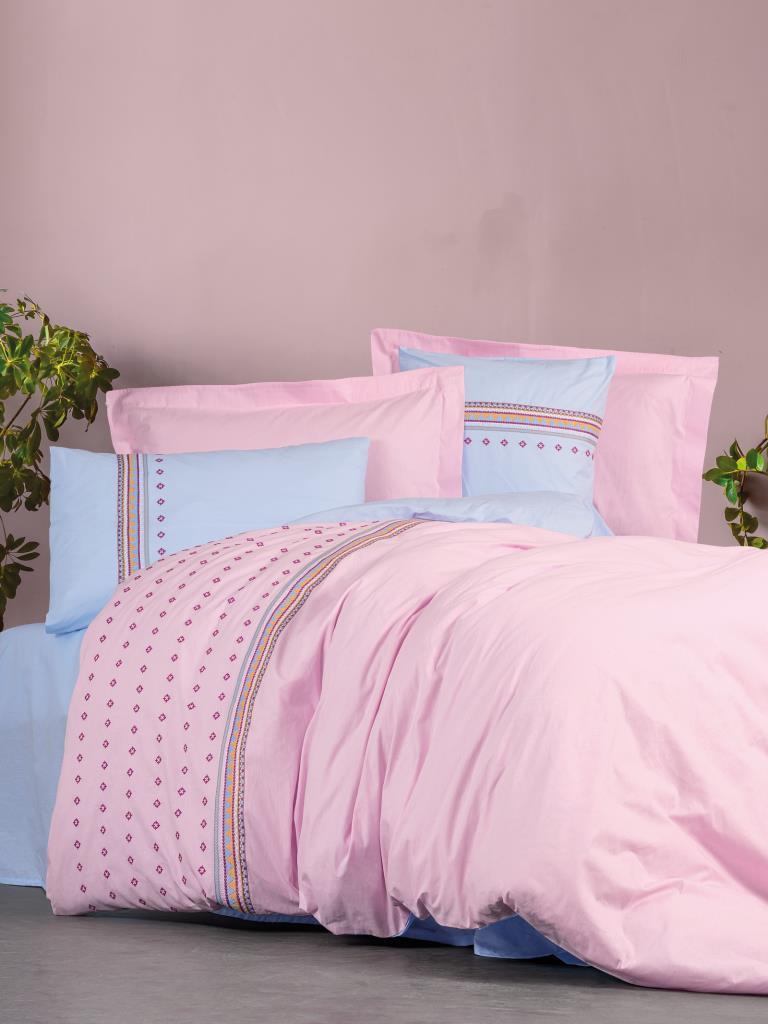 Cotton Box Brode Ranforce Çift Kişilik Nevresim Takımı Tatum Mavi