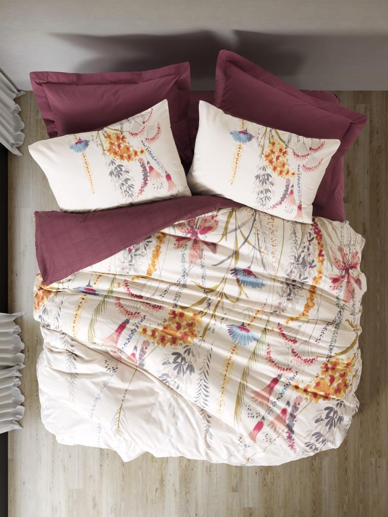 Cotton Box Çift Kişilik Modeline Nevresim Takımı Flos Bordo