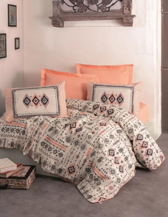 Cotton Box Etnich Tek Kişilik Nevresim Takımı Kateri Somon