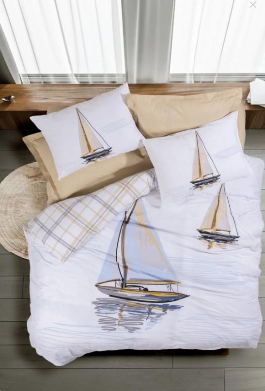 Cotton Box Maritime Tek Kişilik Nevresim Takımı Wind Bej