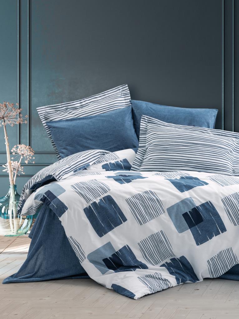 Cotton Box Modern Çift Kişilik Nevresim Takımı Solito İndigo
