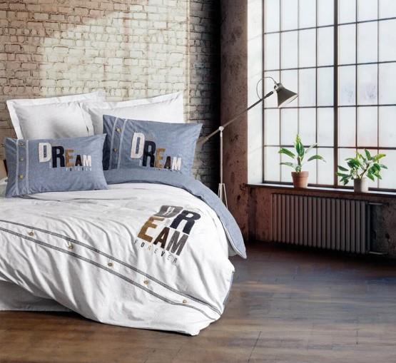 Cotton Box Mood Nakışlı Ranforce Çift Kişilik Nevresim Takımı Forever Gri 8680108071144