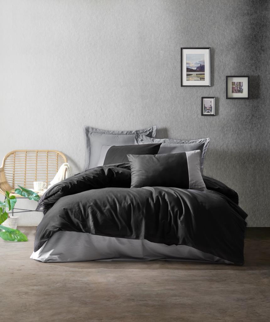 Cotton Box Plain Tek Kişilik Nevresim Takımı Siyah Gri