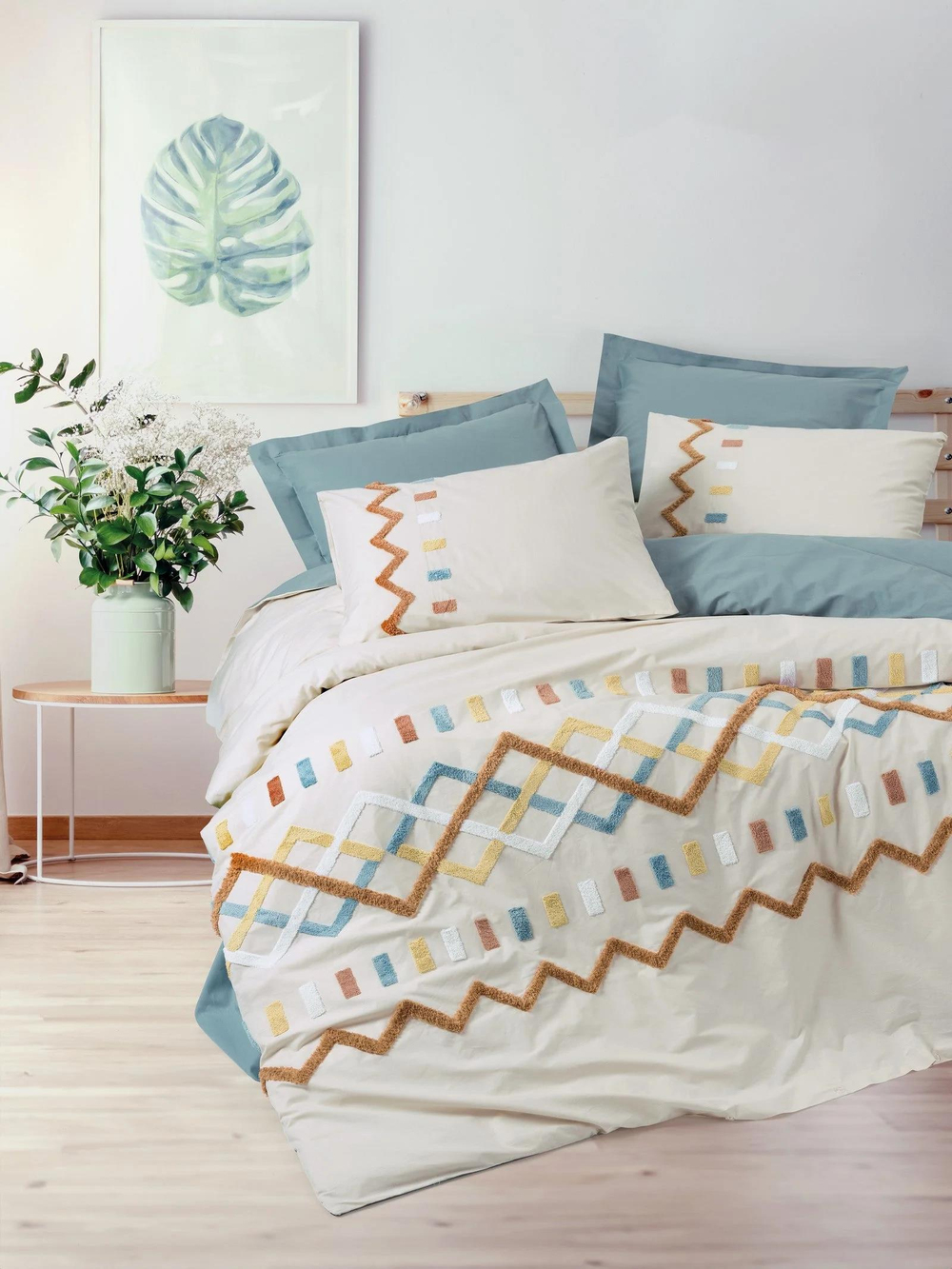 Cotton Box Puff Nakışlı Ranforce Çift Kişilik Nevresim Takımı Mellow Mint