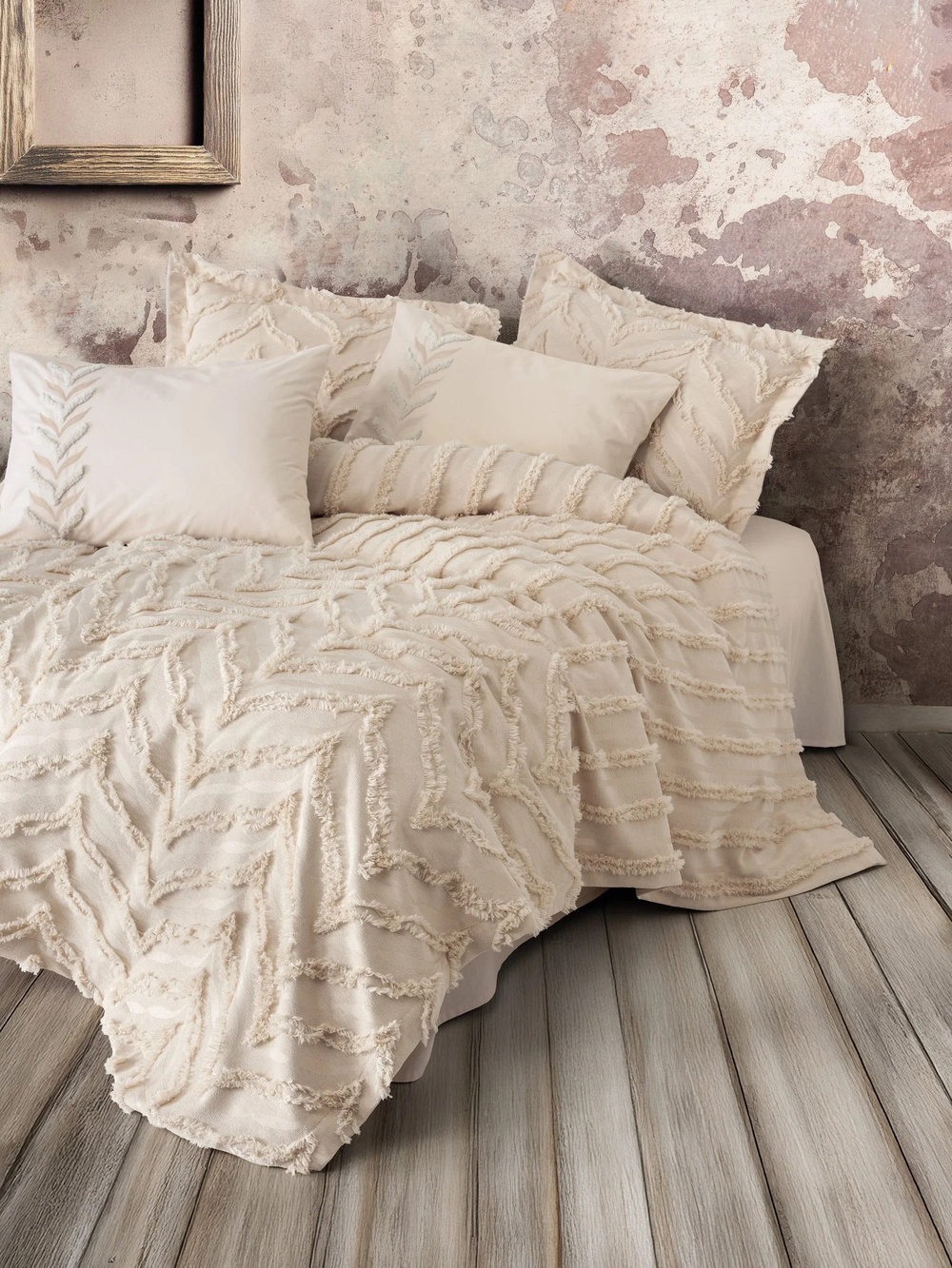 Cotton Box Ranforce Çift Kişilik Yatak Örtülü Nevresim Takımı Limi Crimp Bej