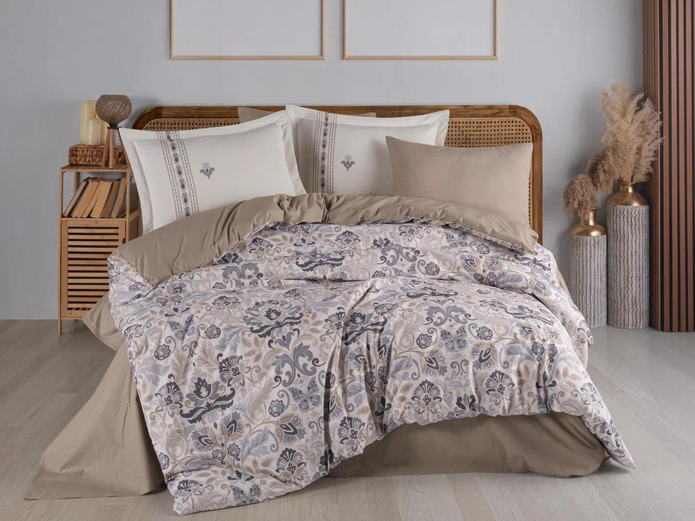 Hobby Çift Kişilik Poplin Nevresim Anabel Gri