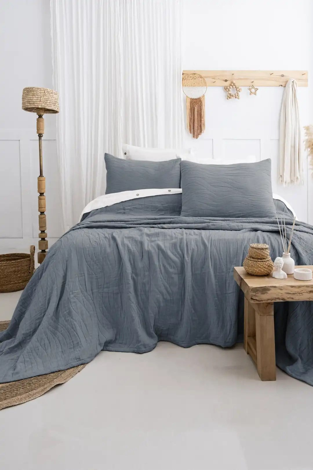 Şaheser Home Collection Yatak Örtüsü Çift Kişilik Janna Mavi