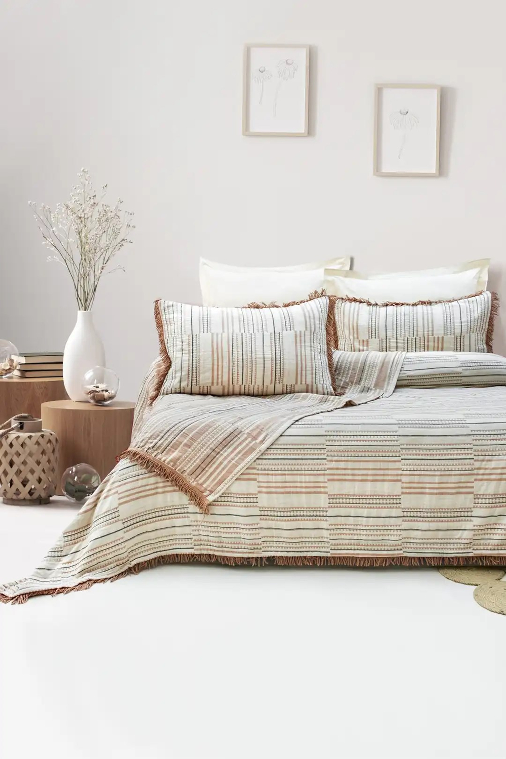 Şaheser Home Collection Yatak Örtüsü Çift Kişilik Müslin Lia Kiremit