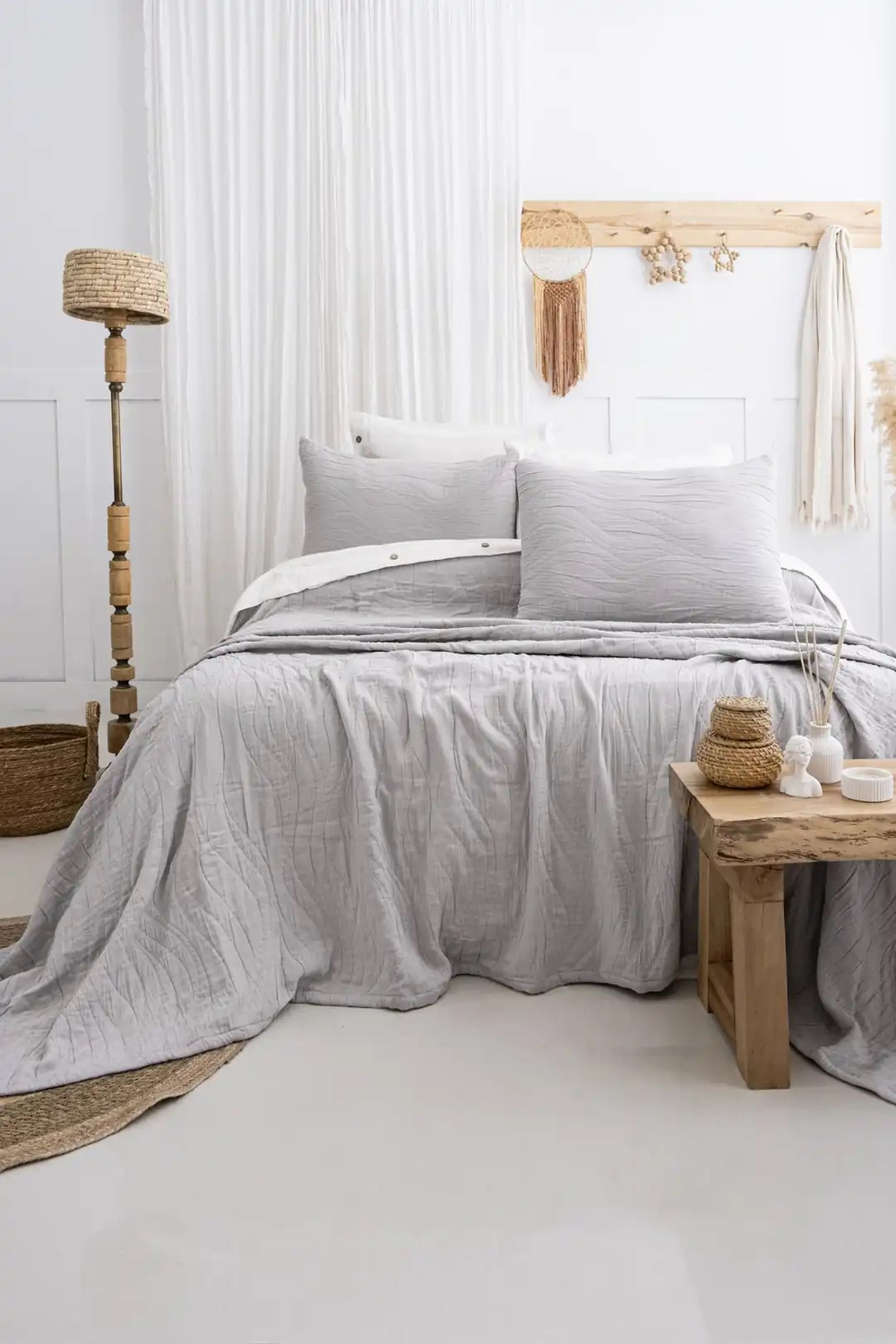 Şaheser Home Collection Yatak Örtüsü Çift Kişilik Janna A.Gri
