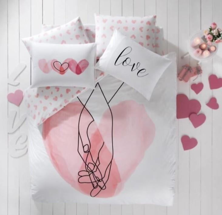 Taç Feeling Pembe Ranforce Çift Kişilik Nevresim Takımı