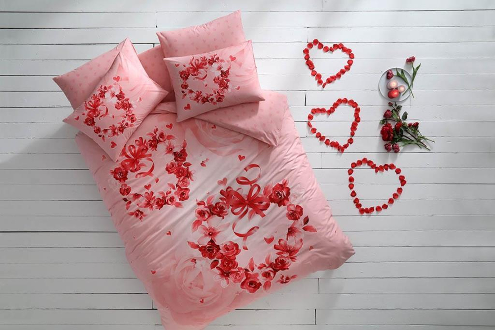 Taç Glow Parlayan Çift Kişilik Ranforce Nevresim Takımı Roses Pembe